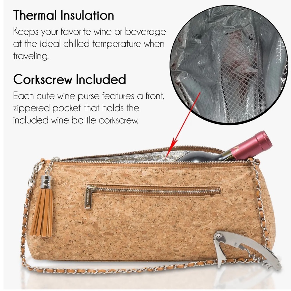 GGW Insulated Single Bottle Cross Body Wine Purse | Cork
